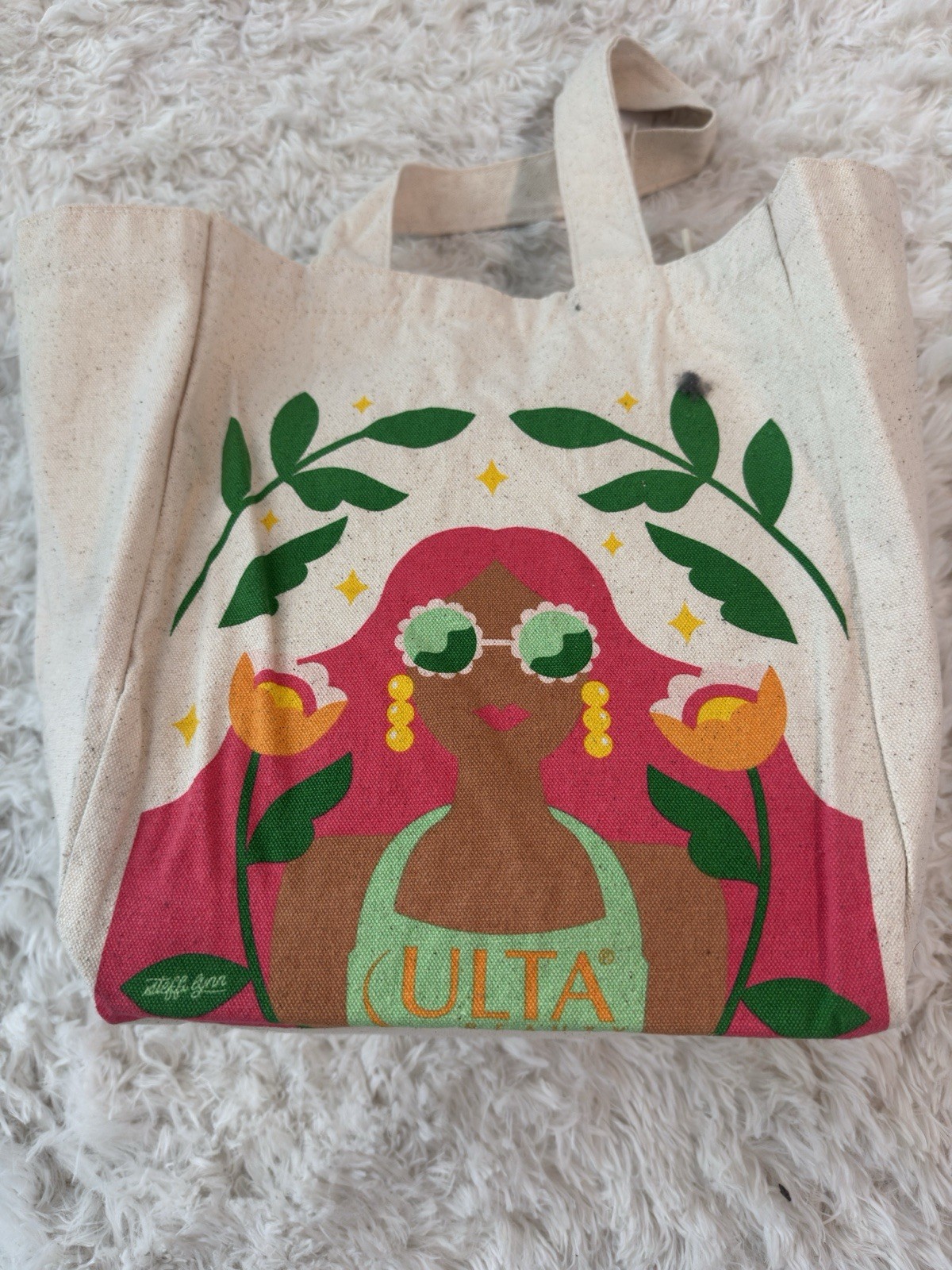 ULTA Foldable Canvas Reusable Shopping Bag Floral Pop Art Multicolor Design