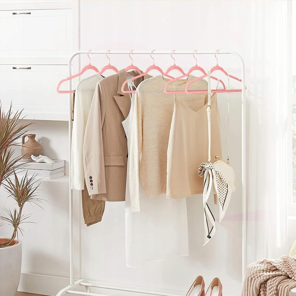 Stormix Adult Velvet Hangers Non-Slip Shoulder Notches 36 Pack Pink