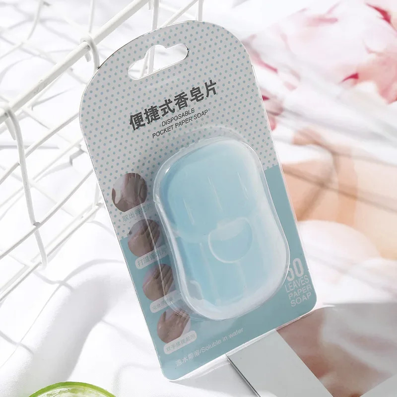 50 Pack Disposable Paper Soap Sheets Travel Size with Plastic Carrying Case