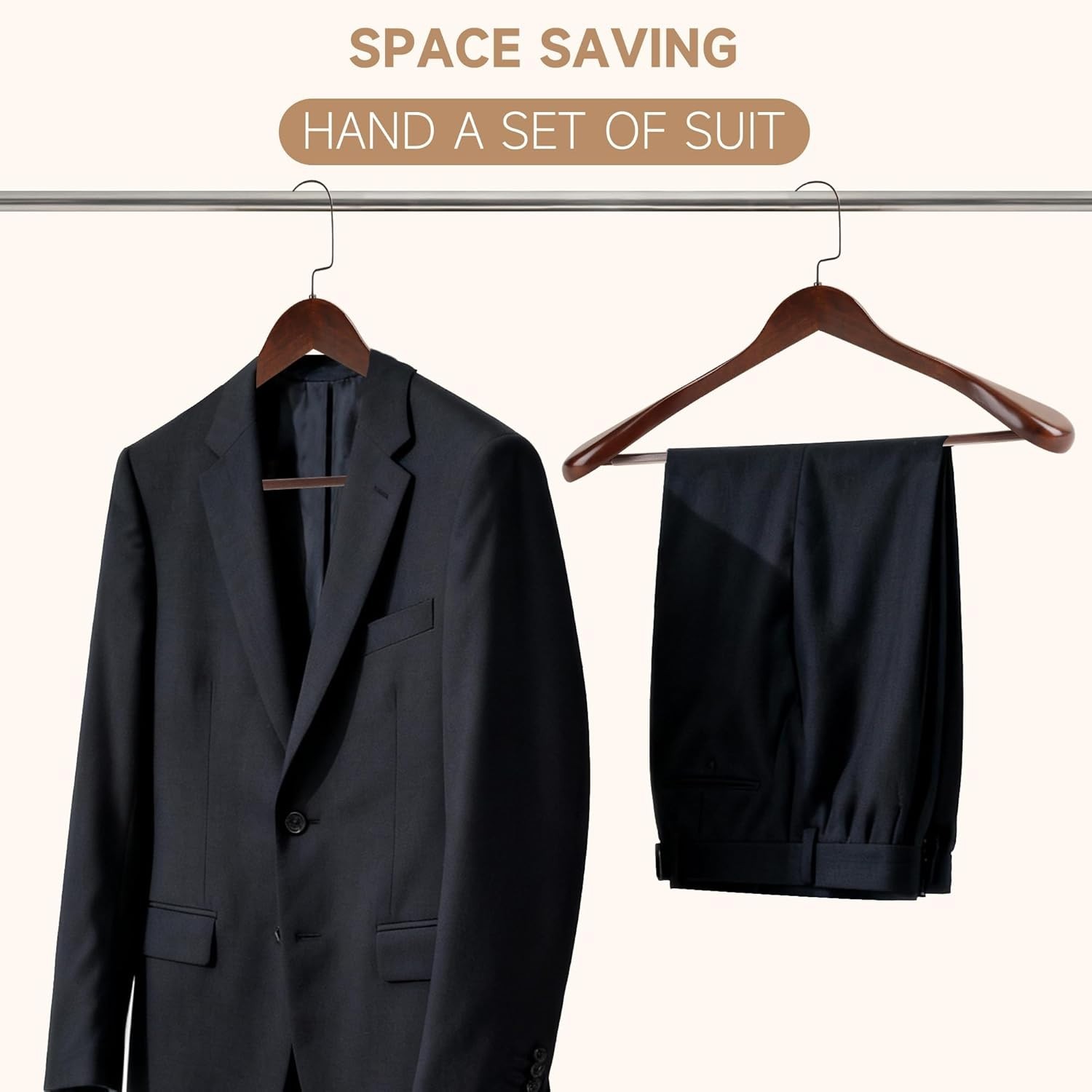BP4U 2-12pk 17.5″ Wooden Wide Shoulder Suit/Coat Hangers for Men’s Clothes/Pants