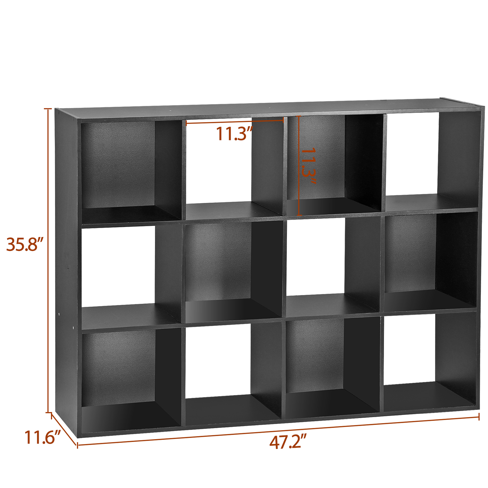 12 Cube Storage Organizer Wooden Bookcase Display Storage Unit Home Office Black