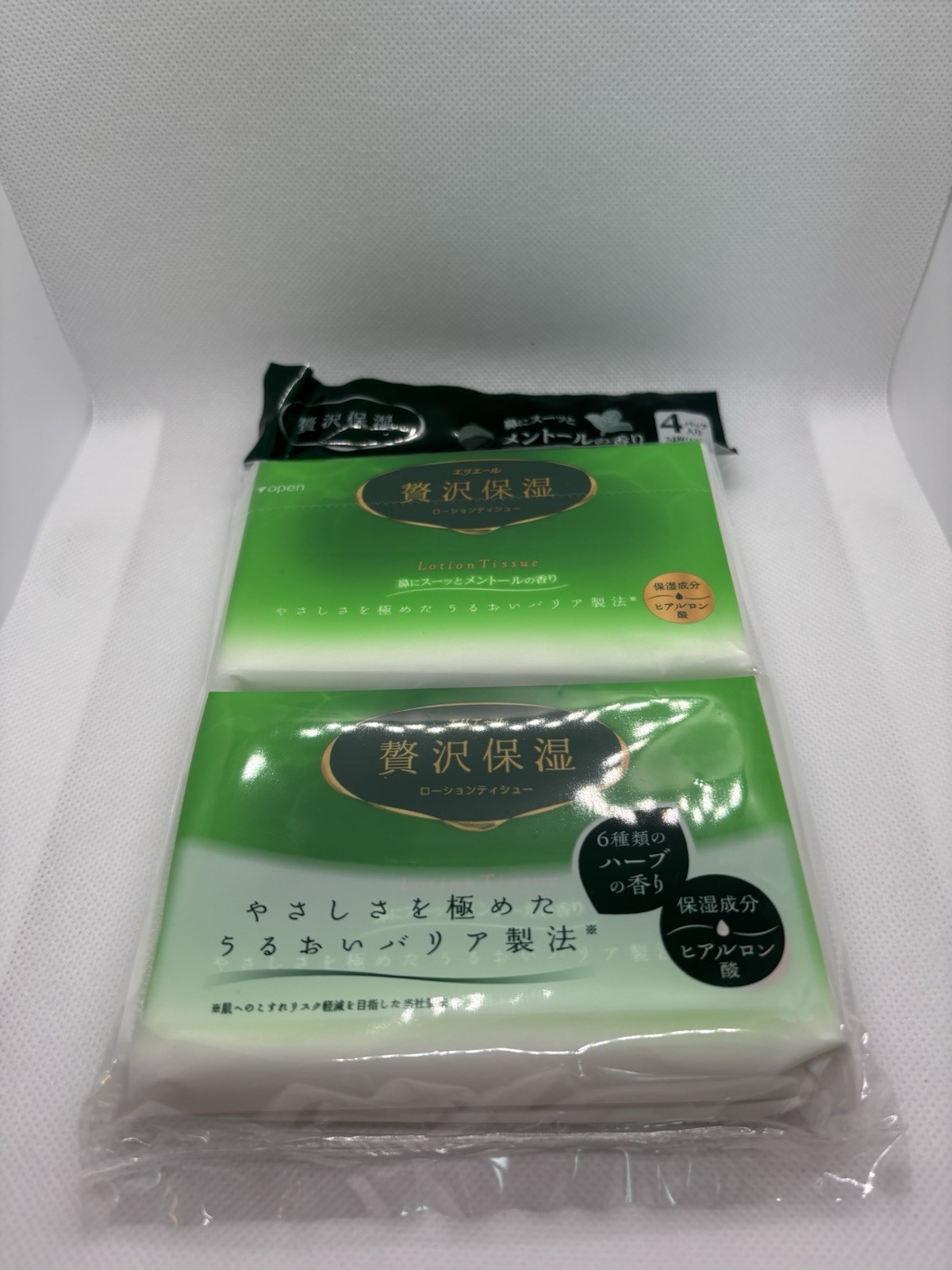 Elleair Japanese Moist Lotion Facial Tissue Menthol Hyaluronic Acid Soft 8 Pack