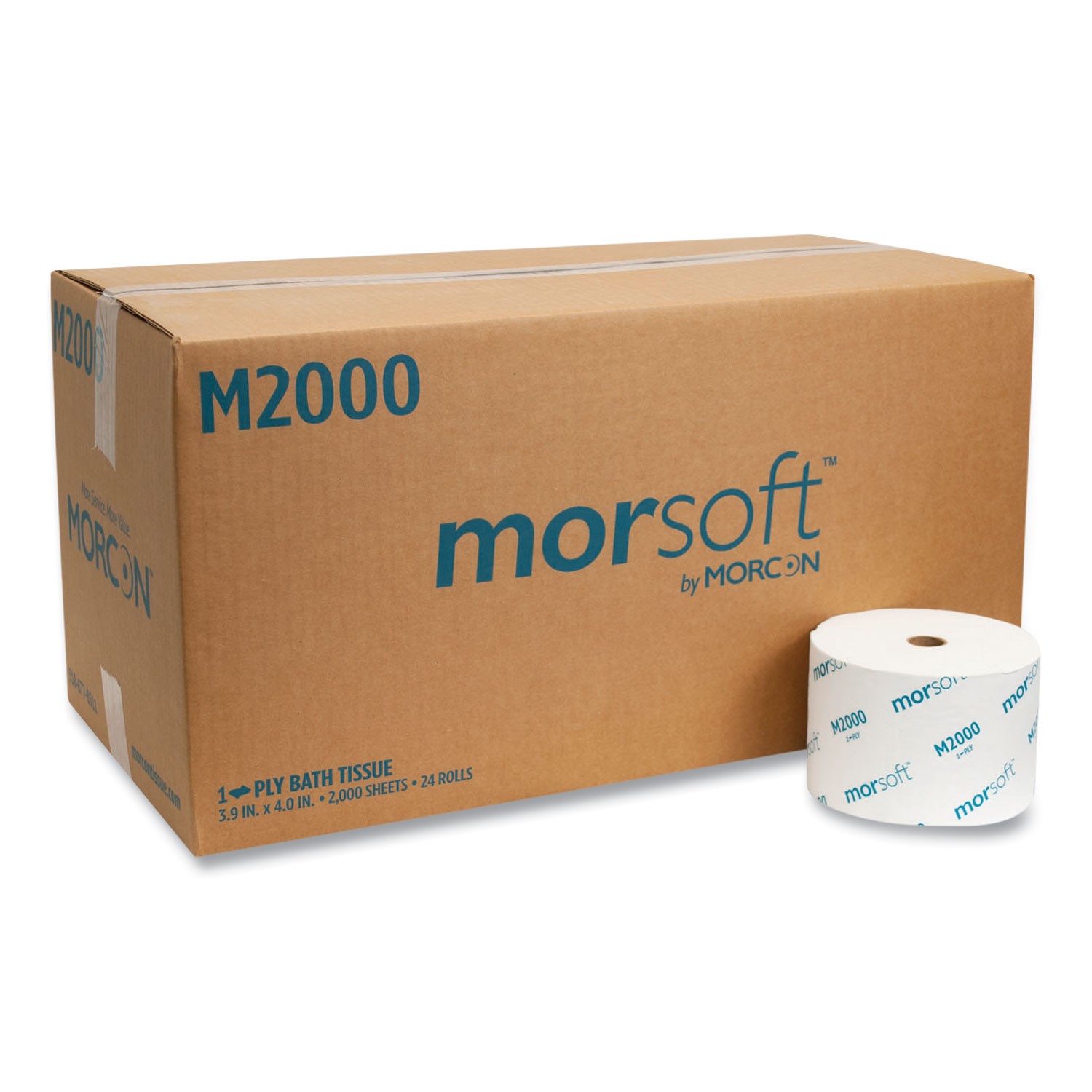 Morcon Paper Morsoft Millennium Bath Tissue, 1-Ply, 3 7/8 x 4 1/4, 2000 Sheets/R