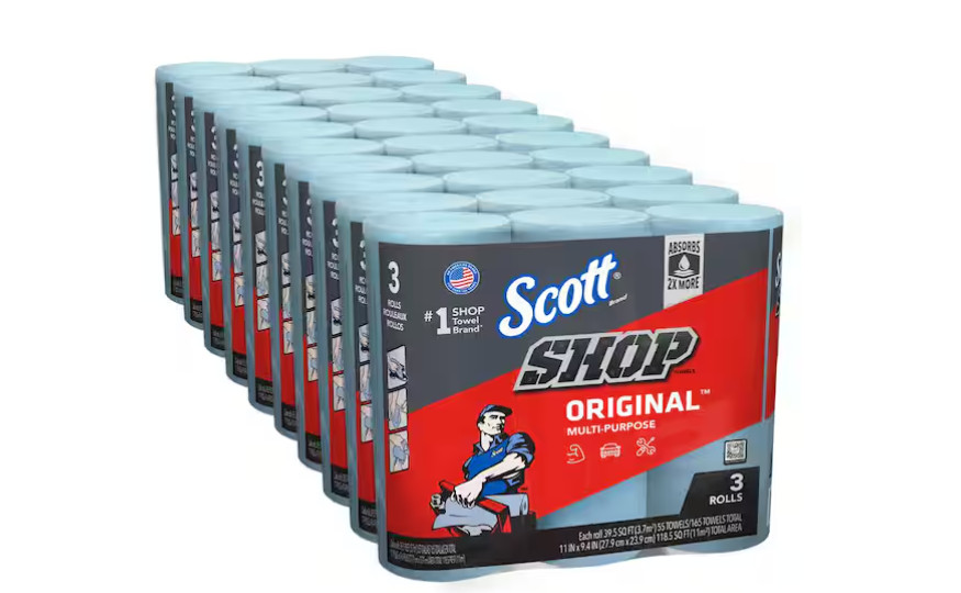 Blue 1-Ply 9X11 Shop Towel Cleaning Wipes (3-Pack Bundle of 10)