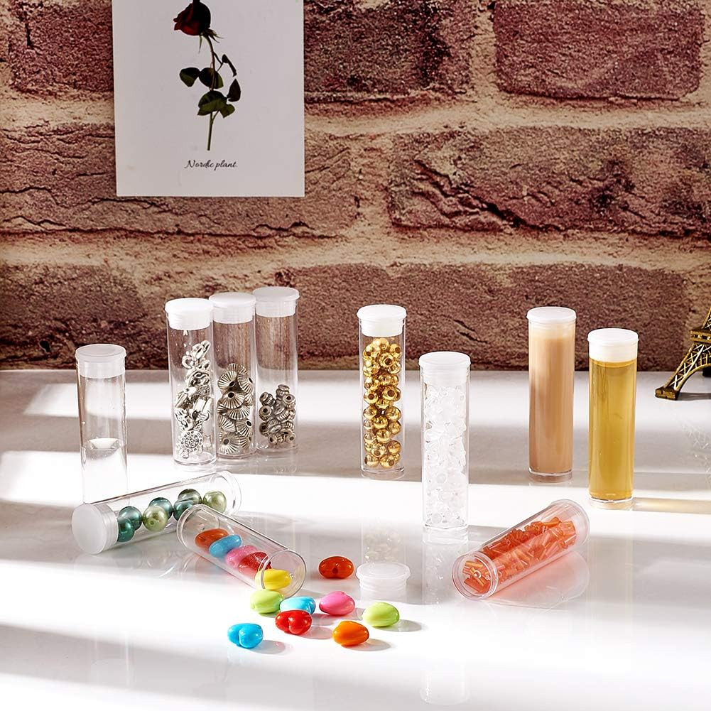 Elecrelive 100PCS Clear Plastic Tube Transparent Storage Tubes Bead Containers