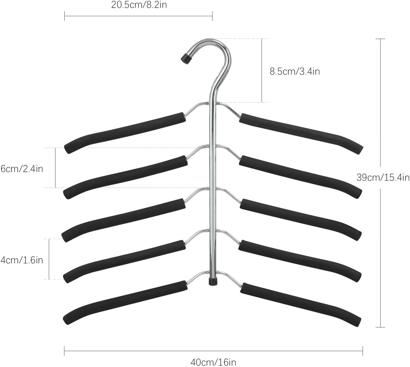 2 Pack 5 Tier Blouse Tree Hangers Non Slip Space Saving Shirts Clothes Hangers