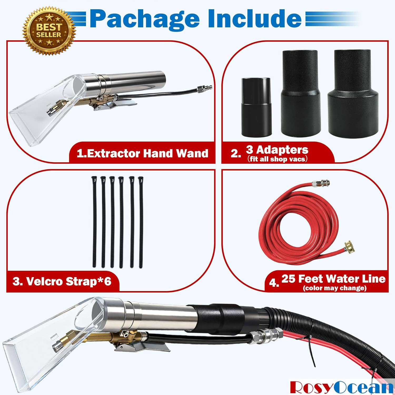 Shop Vac Extractor Kit Carpet Cleaner Attachment Universal Detailing Wand Hose