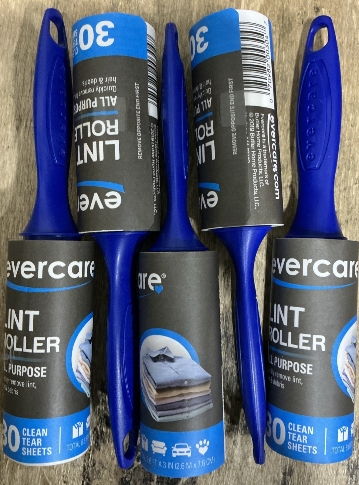 5 X Evercare Compact Travel Size 30-Sheet Lint Roller Remover