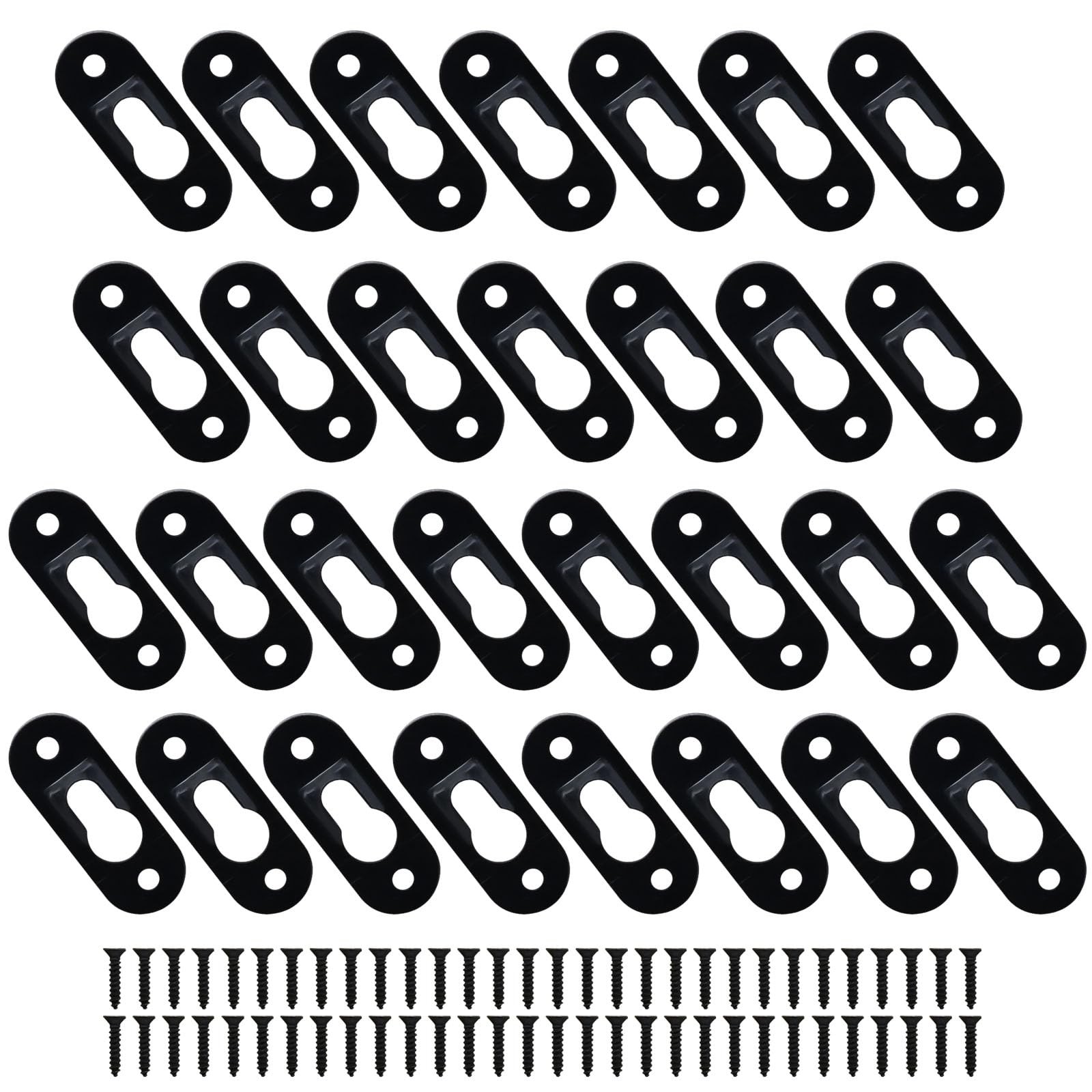 Black Keyhole Hangers, 30 Pack, Metal Hanging Bracket 1.65 x 0.63 in