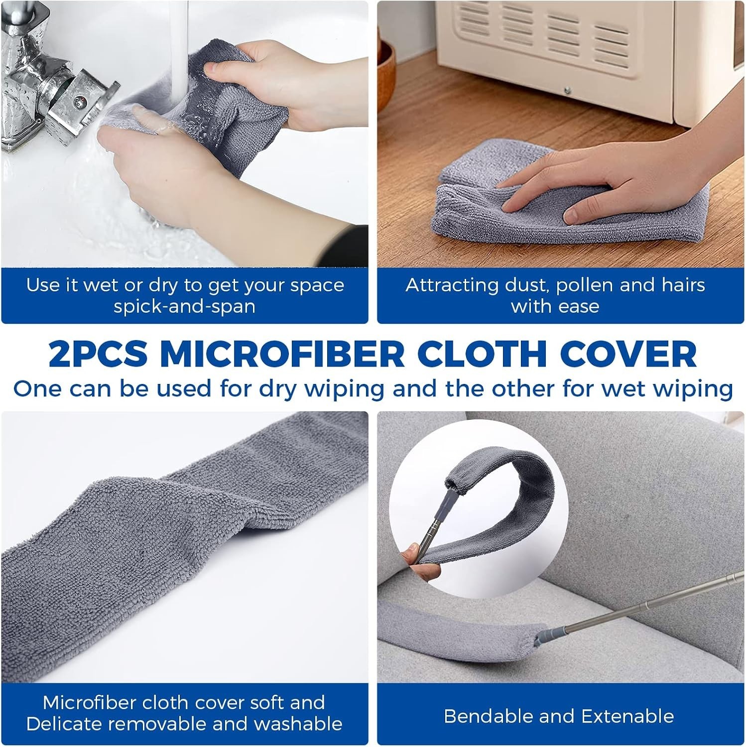Retractable Gap Dust Cleaner Cleaning Tools with 2 Microfiber Dusting Cloths …