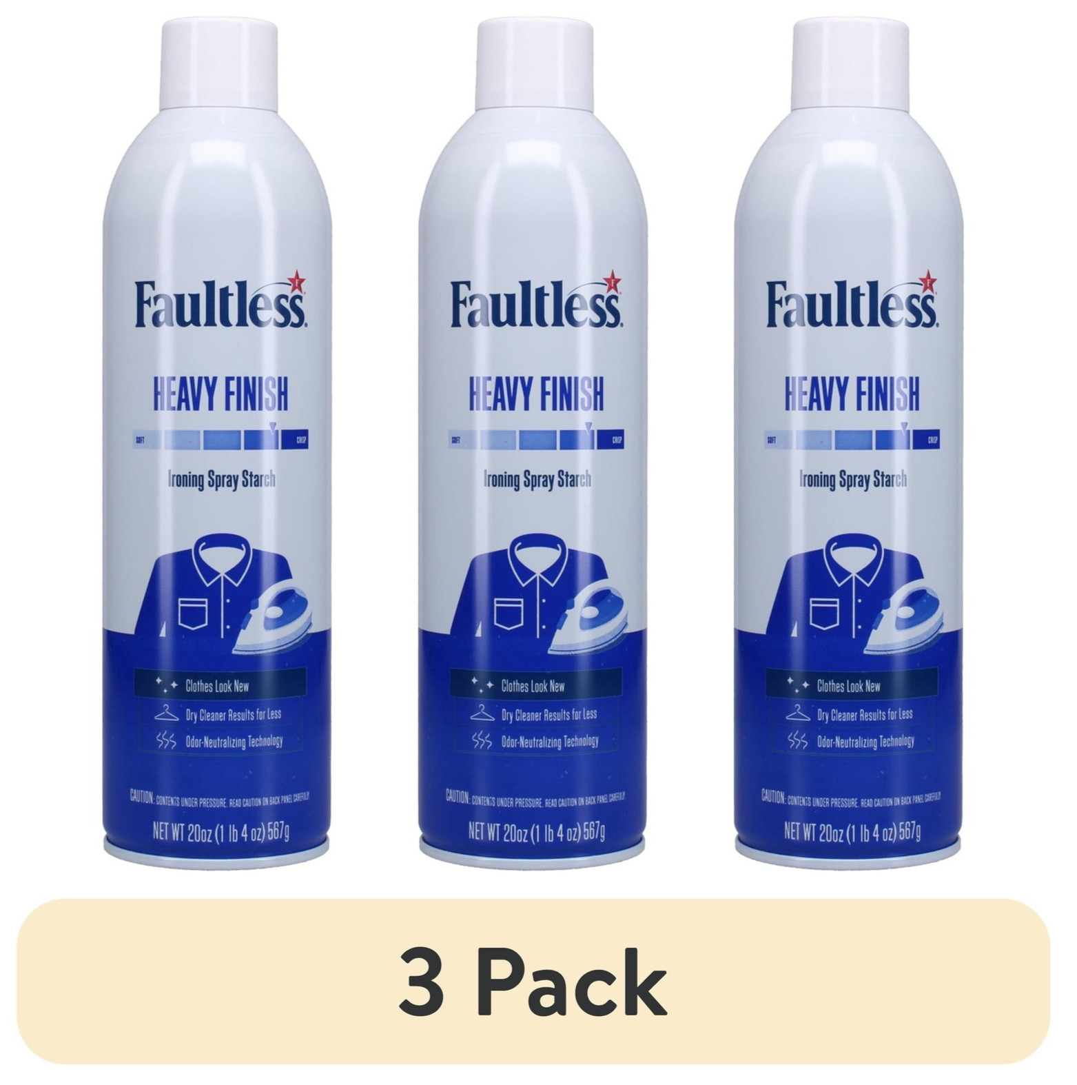 Faultless Heavy Hold Ironing Enhancer Spray Starch – 20 oz (3 Pack)