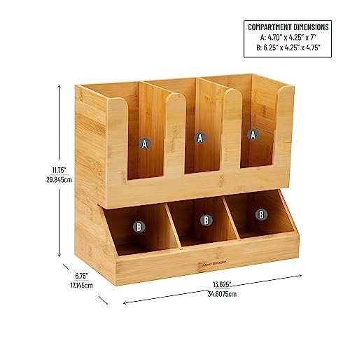 Mind Reader Cup and Condiment Station Bamboo Brown 13.625″L x 6.75″W x 11.5″H