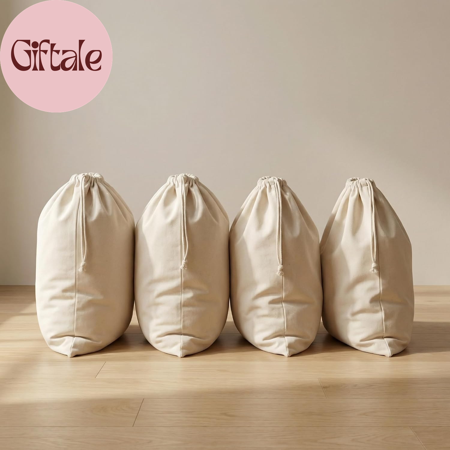 Laundry Bags 4-Pack 28”X36″ Extra-Large Cotton Canvas Heavy Duty Washable Durabl