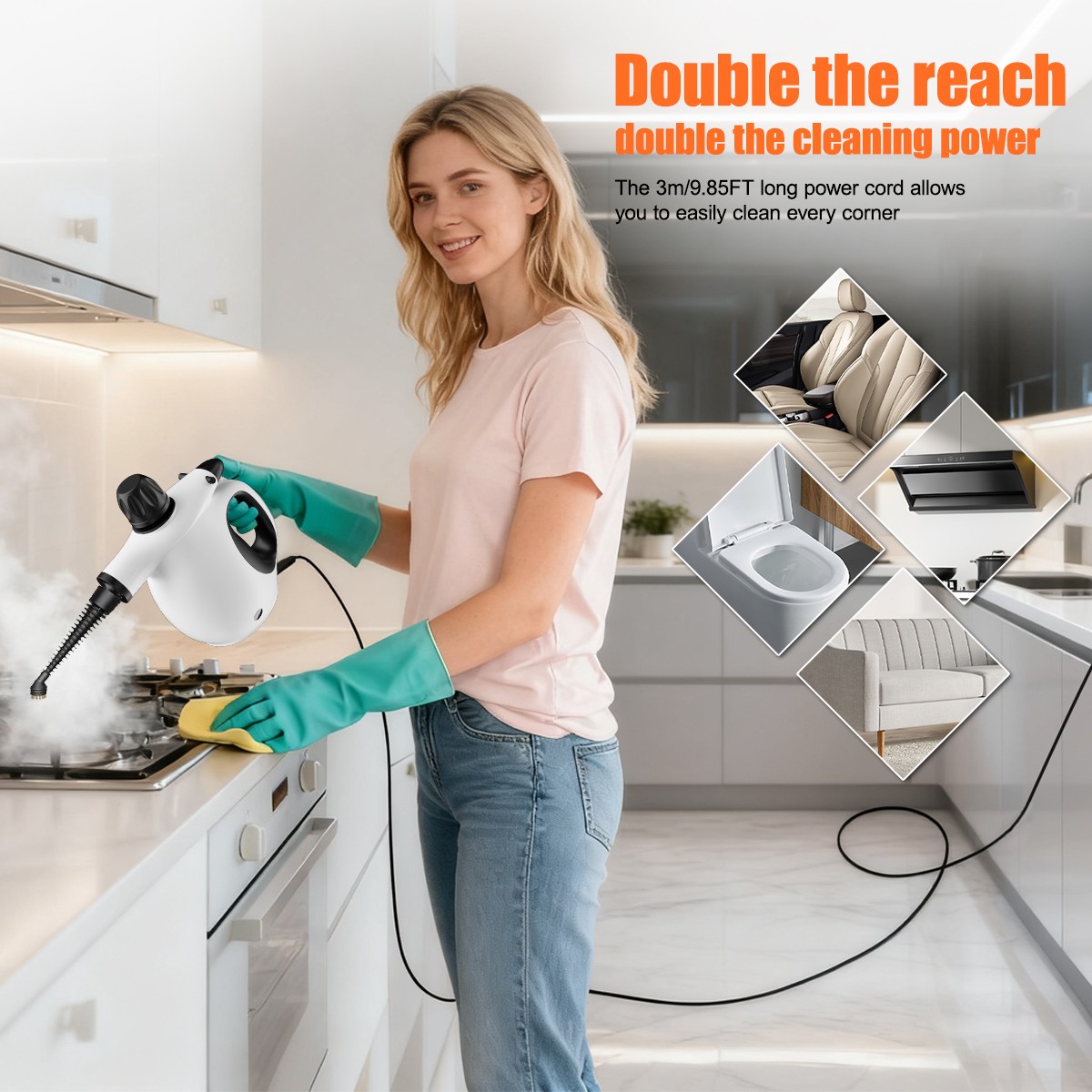 2500W Handheld Car Detailing Cleaning Machine High Temp Steam Cleaner Household