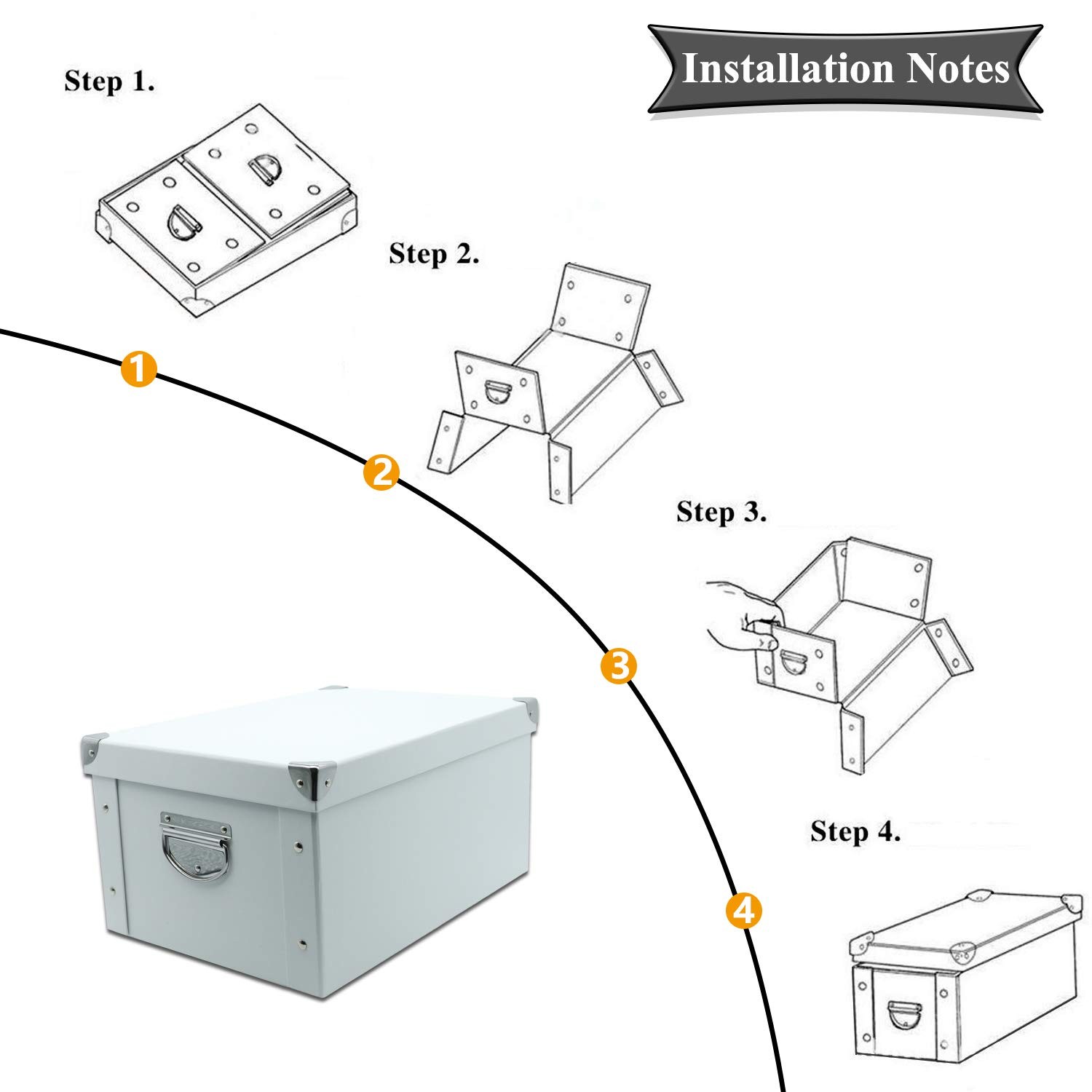 GUOZI Collapsible Storage Box, Decorative Memory Box with 35*25*17.5cm, White