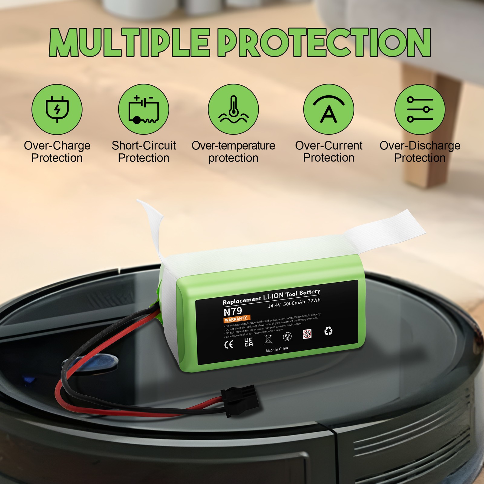 5.0Ah N79 Battery Replace For Ecovacs Deebot N79S, N79SE, 500, DN622, Deebot 661