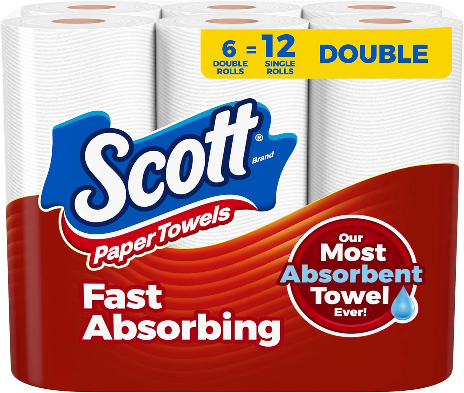 Paper Towels, Choose-A-Sheet, 6 Double Rolls = 12 Regular Rolls (100 Sheets per