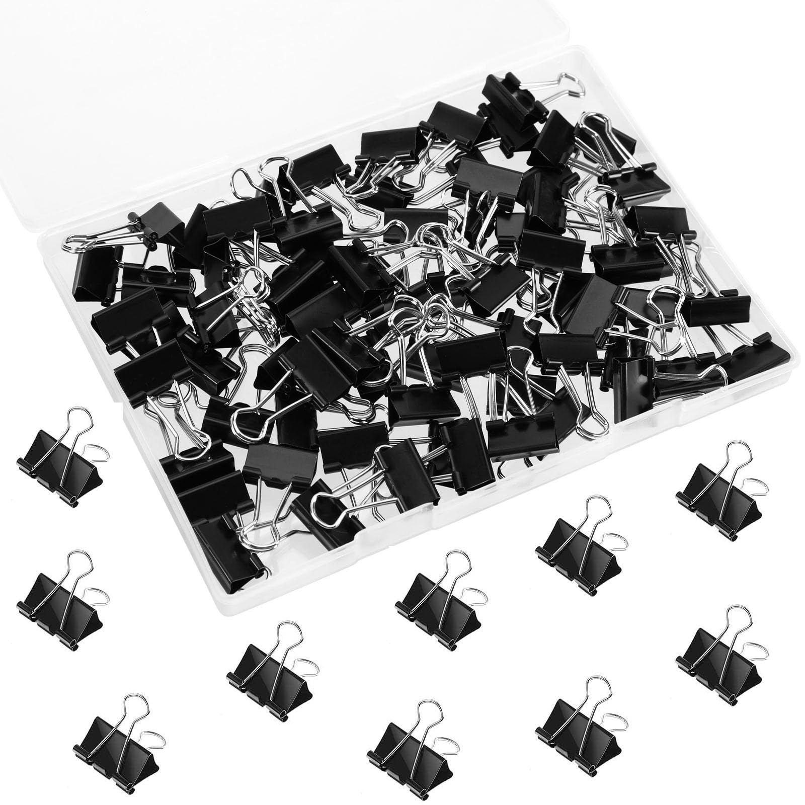 SANNIX 75 PCS Mini Binder Clips, 3/4 inch 19mm Clips 0.75 inch, Black