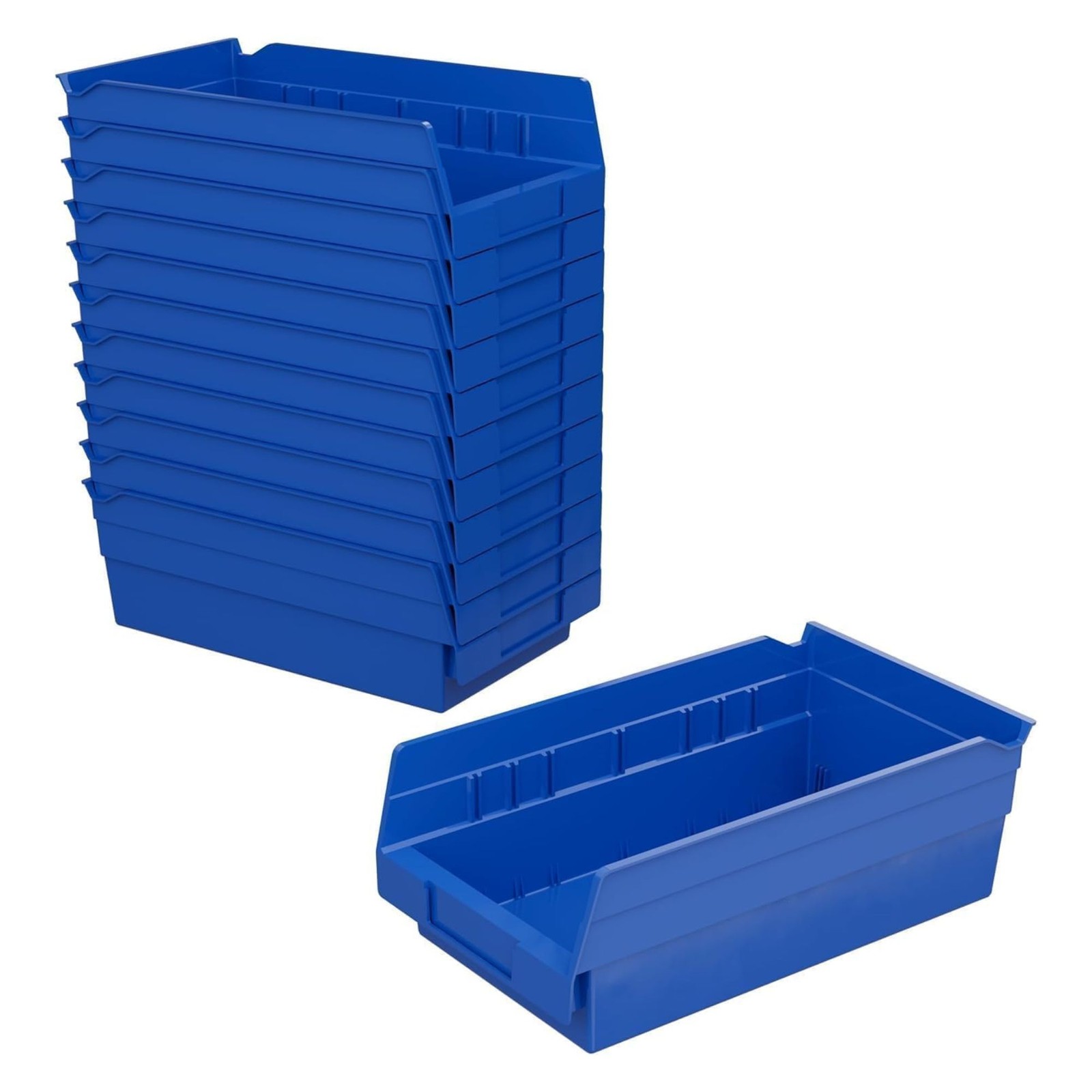 Akro-Mils 12 Pack AkroBins Plastic Storage Bins, Space-Saving Organizers, Blue