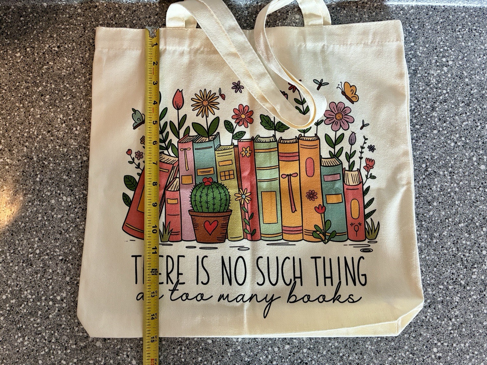 NWOT “There Is No Such Thing As Too Many Books” Book Tote Bag & Zippered Pouch