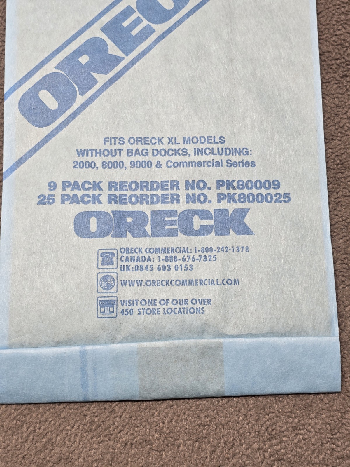 22 Pack Oreck XL Upright Vacuum Bags 2000 8000 9000 commercial PK800025