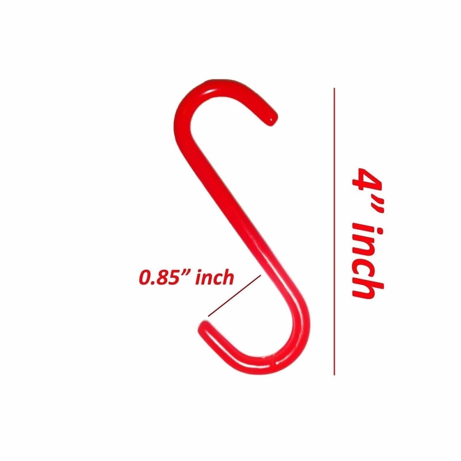 60 Pieces 4″ inch Red Vinyl Coated S Shaped Hooks for Hanging Kitchen Rack