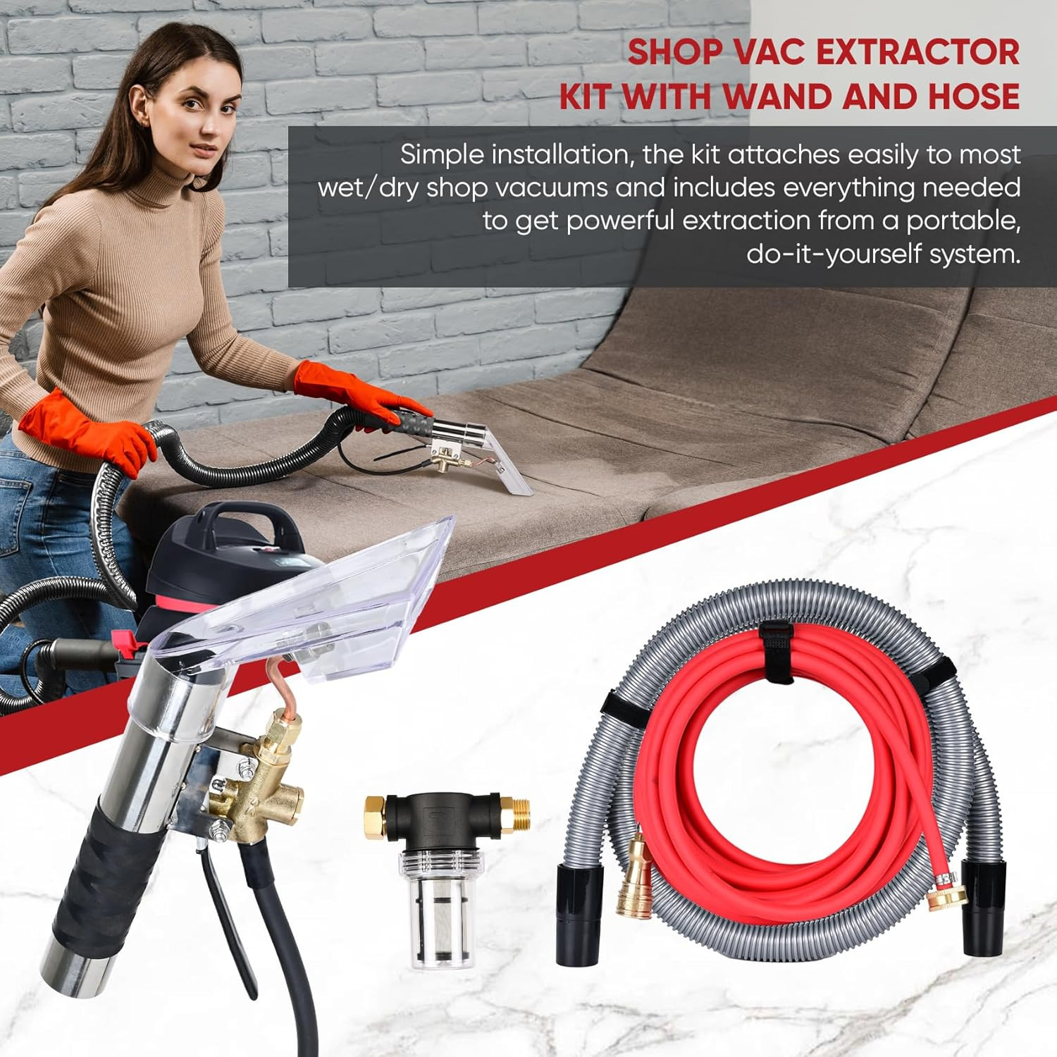 Extractor Hose Kit Carpet Cleaning Extractor Vacuum Attachment for Shop Vac