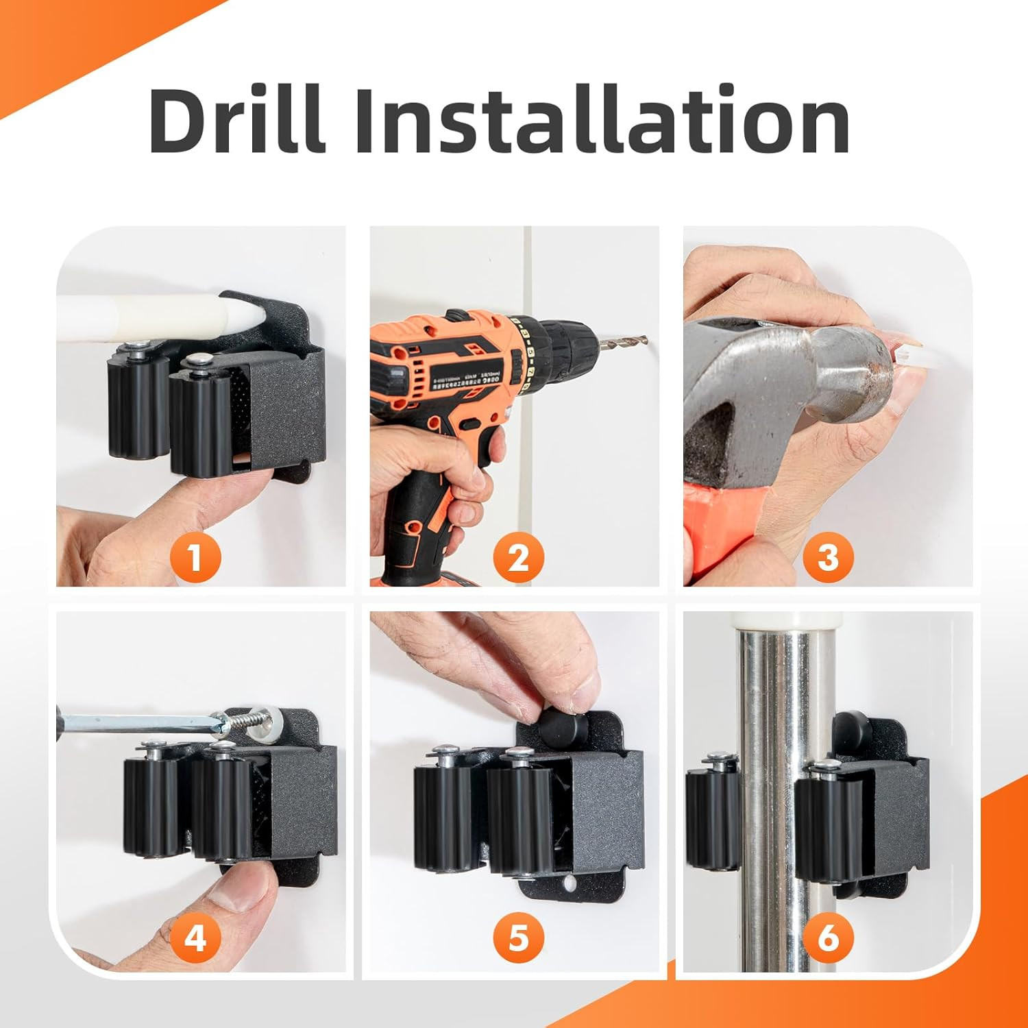 5 PCS Broom Holder Wall Mount Upgraded Heavy Duty Mop and Broom Holder Wall…