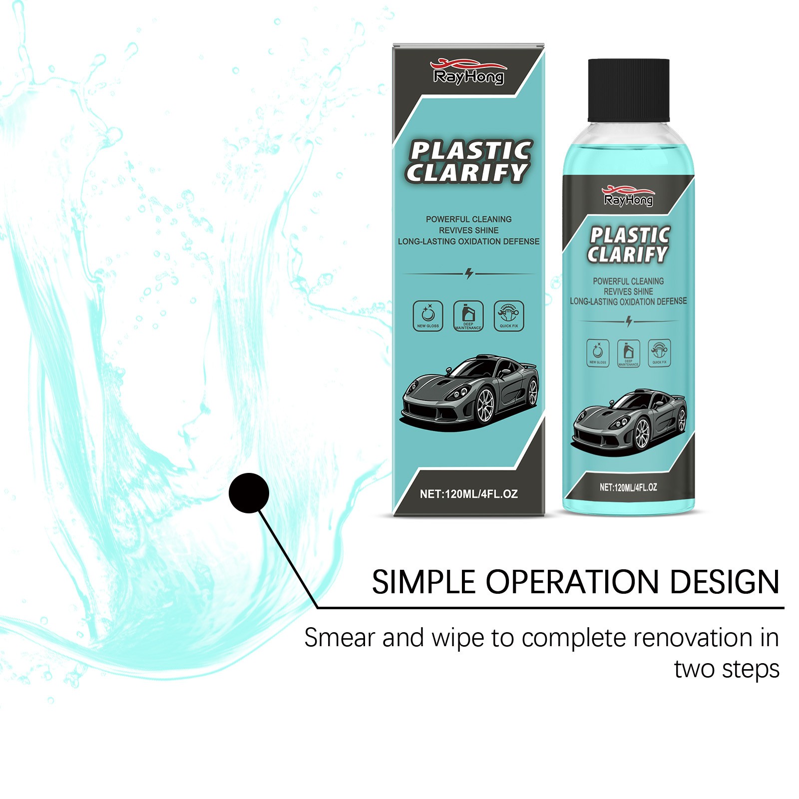 Plastic Clarify,Plastic Clarify For Cars,Waterless Spray Wax,Rubber,Detailer