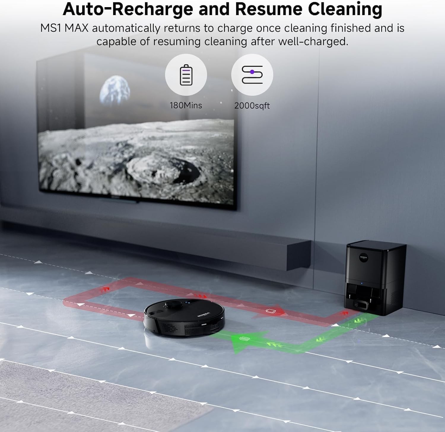 MONSGA Robot Vacuum Mop 6000Pa Self Empty LiDAR 180Min APP Control