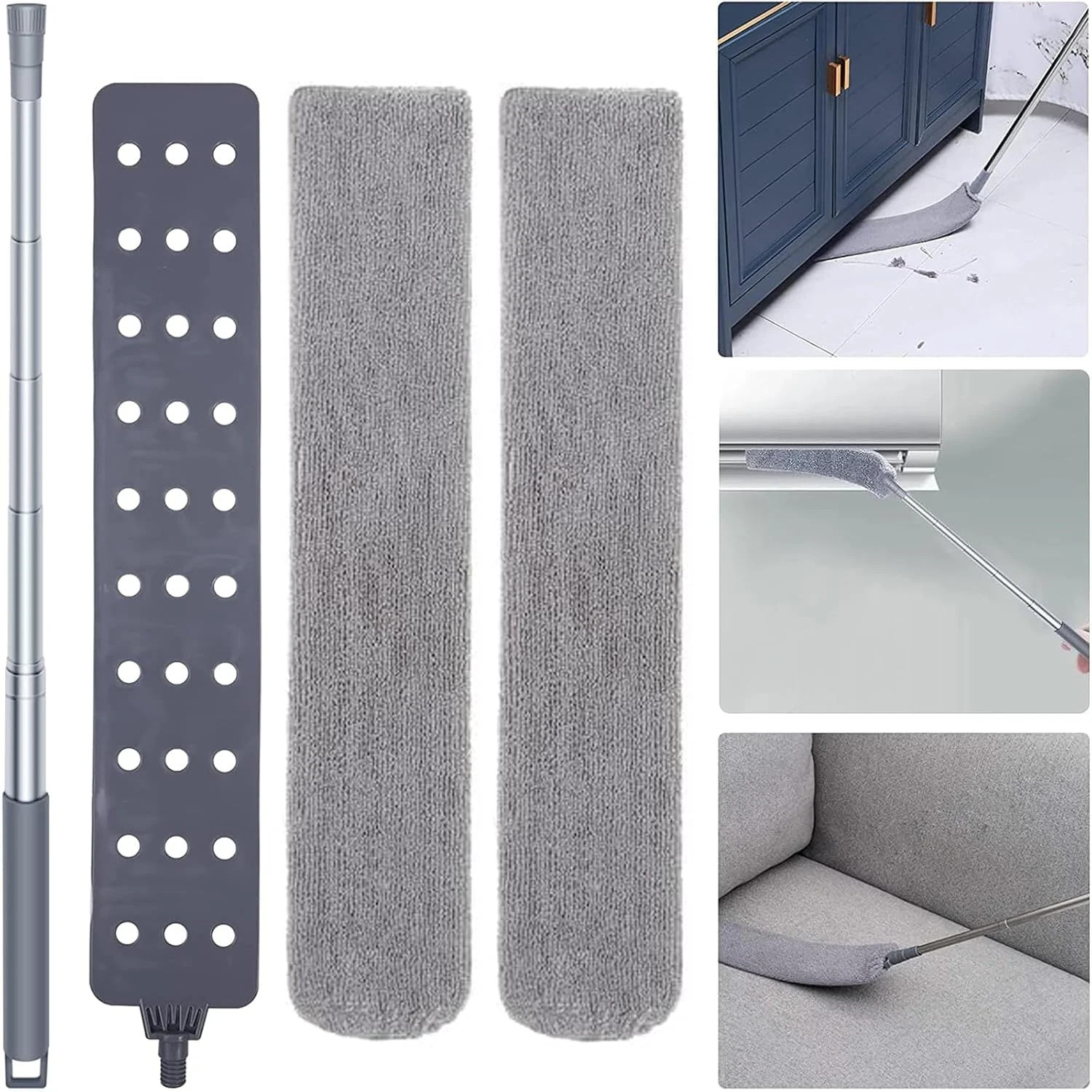 Dust Cleaner Microfiber Duster Gap Dust Cleaning Artifact With Extension Pole &