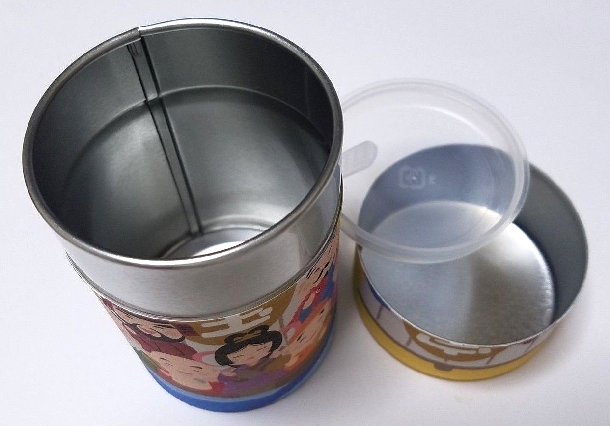 Japan Cylindrical Tea Can Seven Lucky Gods Empty Diameter 6.5cm X Height 10.5cm