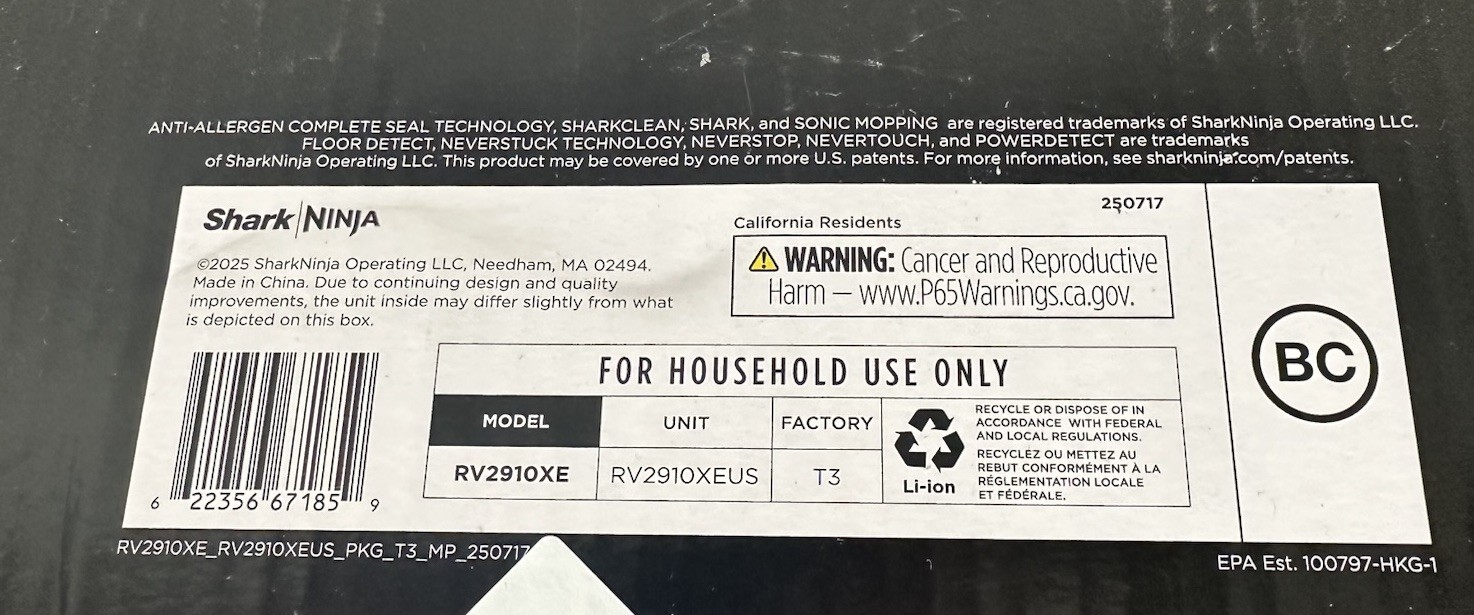 Shark PowerDetect RV2910XE 2 In 1 Robot Vacuum And Mop With Heated Mop Brand New