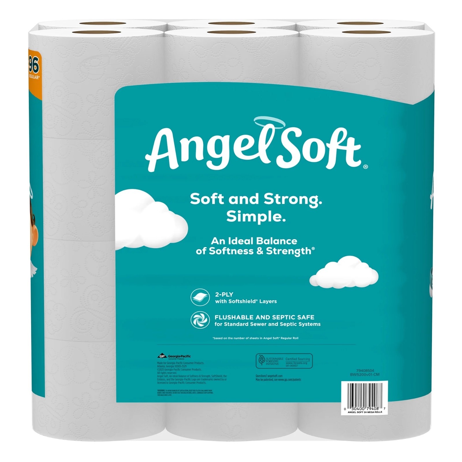 Angel Soft 2-Ply Toilet Paper, 24 Mega Rolls