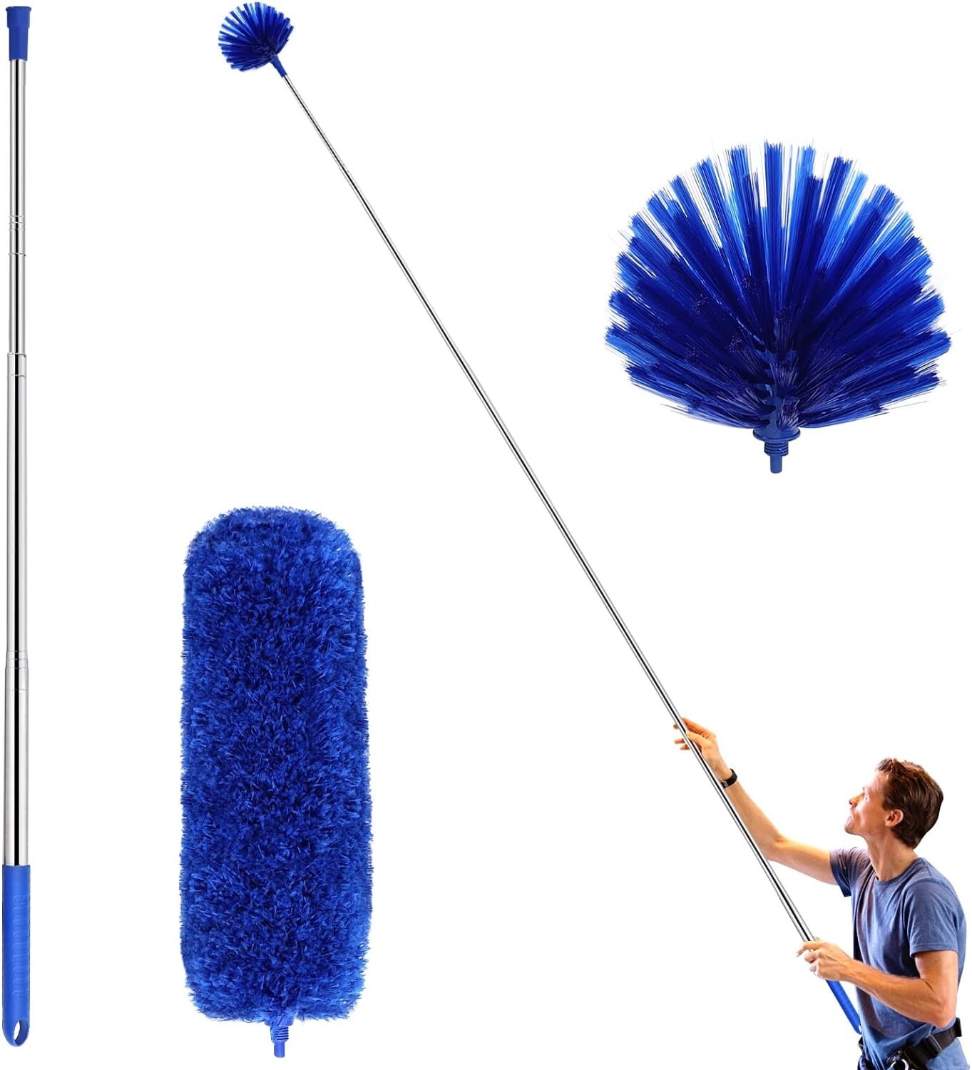 Microfiber Ceiling Fan Duster/Cobweb Cleaner Brush Kit Telescopic Extension Pole