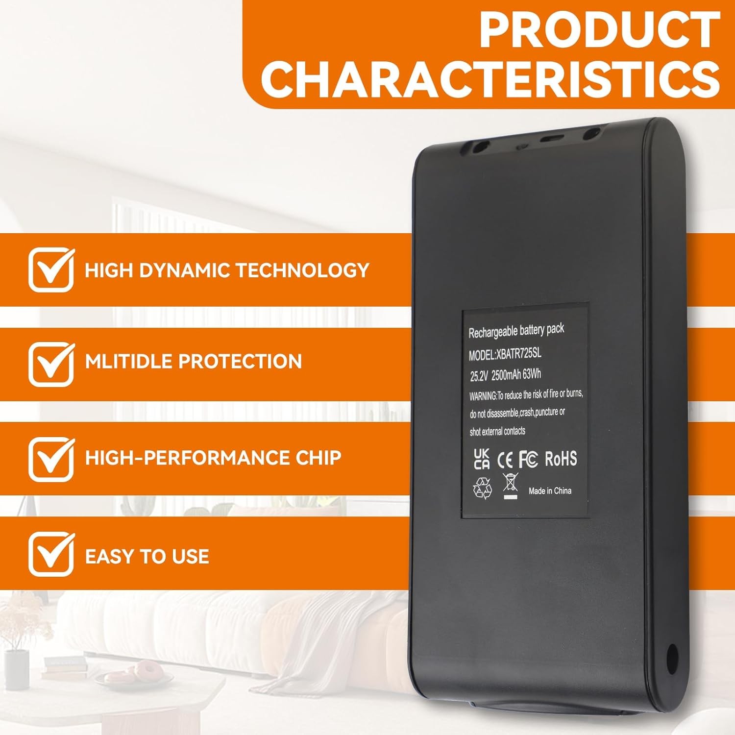 Replacement for Shark XBATR725SL Battery Compatible with Shark Stratos IZ840H