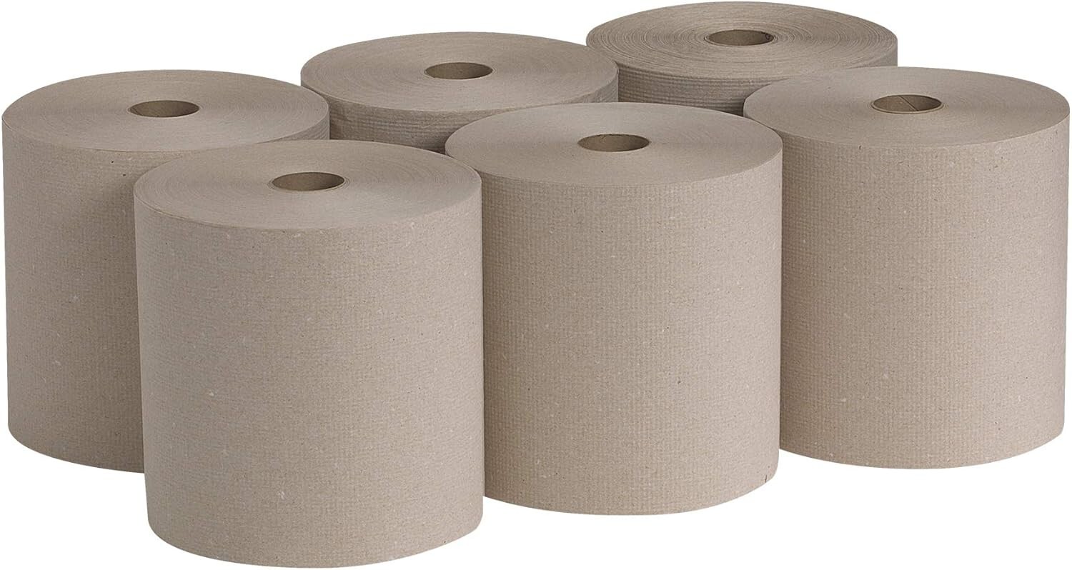 Pacific Blue Basic 800ft Recycled Hardwound Paper Towel Rolls – 6 Count