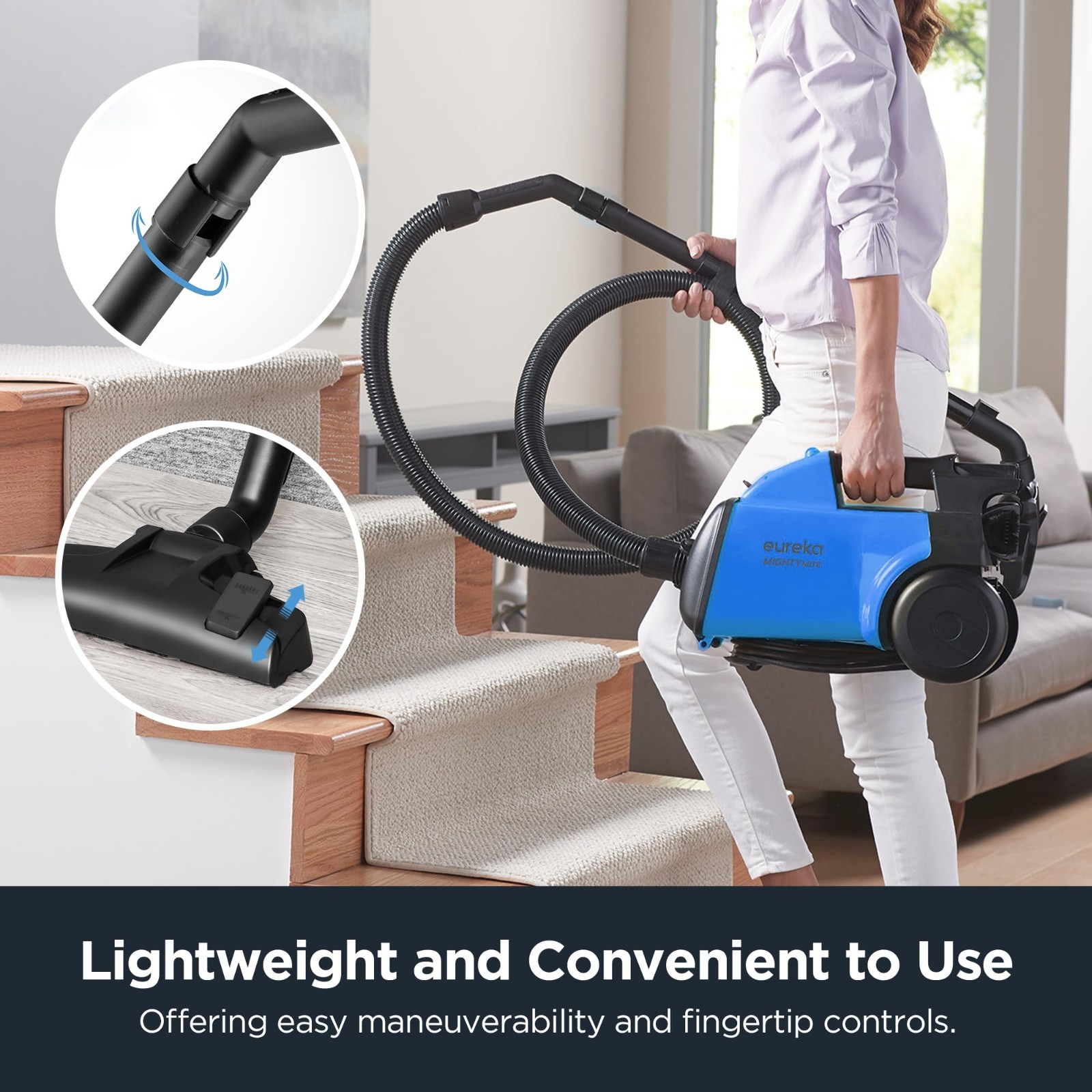 Bagged Canister Vacuum Cleaner – Lightweight, Powerful Suction for Home & Pets,