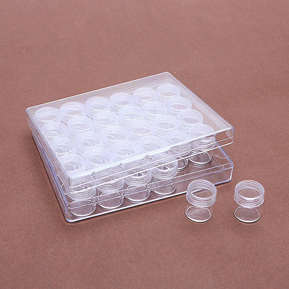 US 30-60 Pack Clear Bead Containers Storage Box Jars Transparent Bottles w/Box