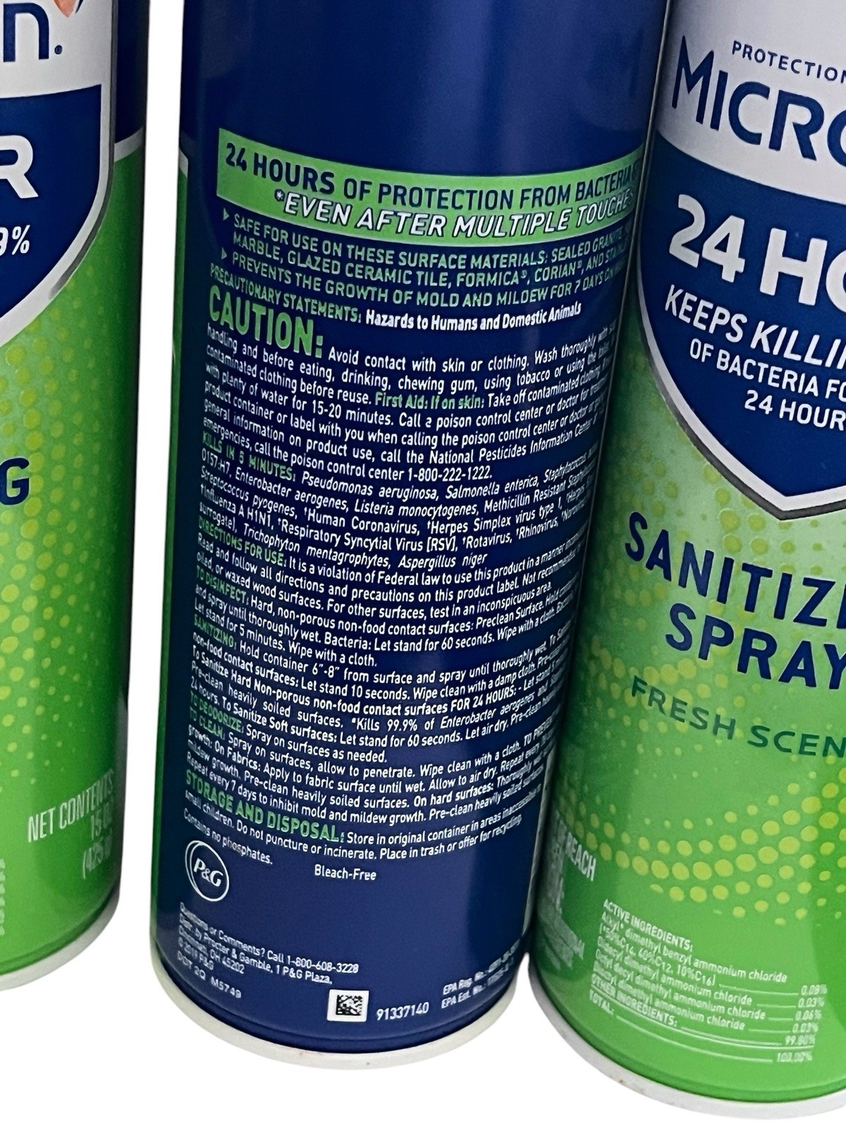 MICROBAN 24 Hour Sanitizing Spray – Fresh Scent – 15oz (4-Pack) NEW