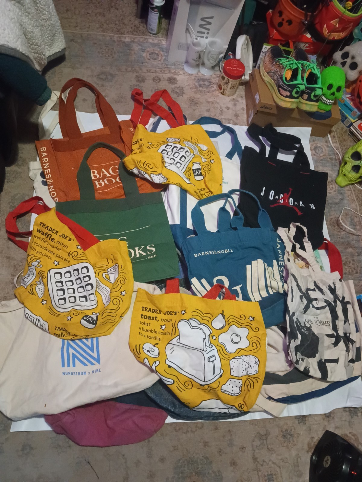 Huge Canvas Bag Tote Bag Shopping Bag Lot Nike Barnes & Noble Trader Joe’s