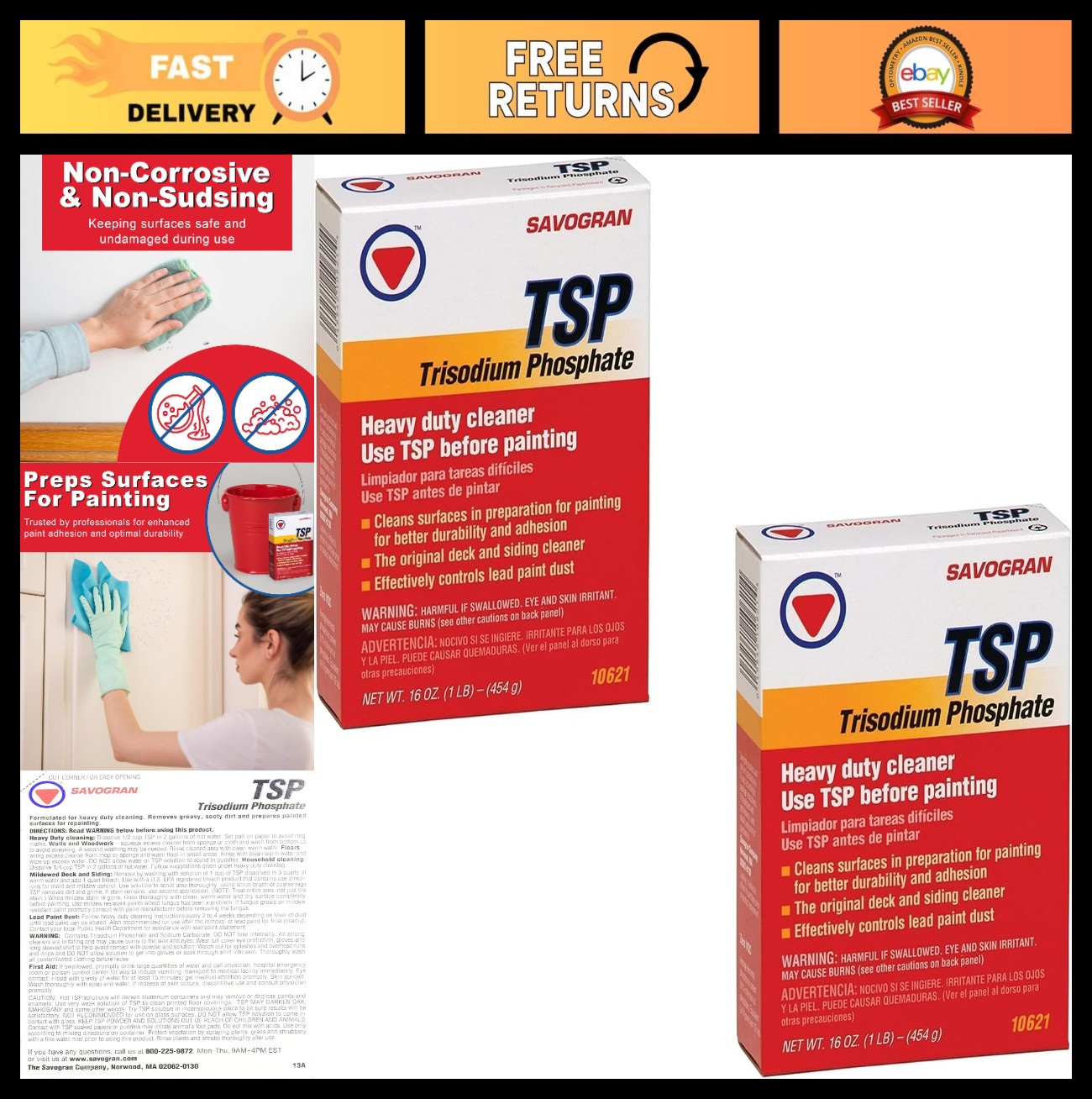 Trisodium Phosphate TSP 1LB (16oz) Cleaning Solution – 2 Pack for Home & DIY
