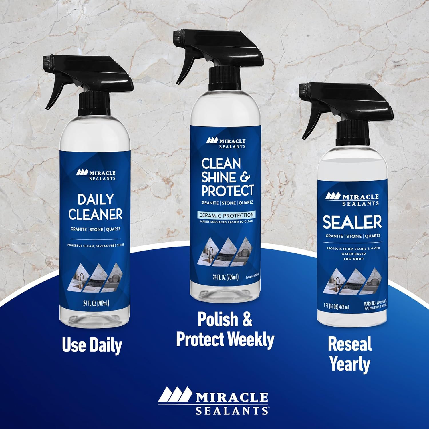 Clean Shine & Protect Spray for Granite, Stone, Quartz, Shine & Protect, 24 Oz