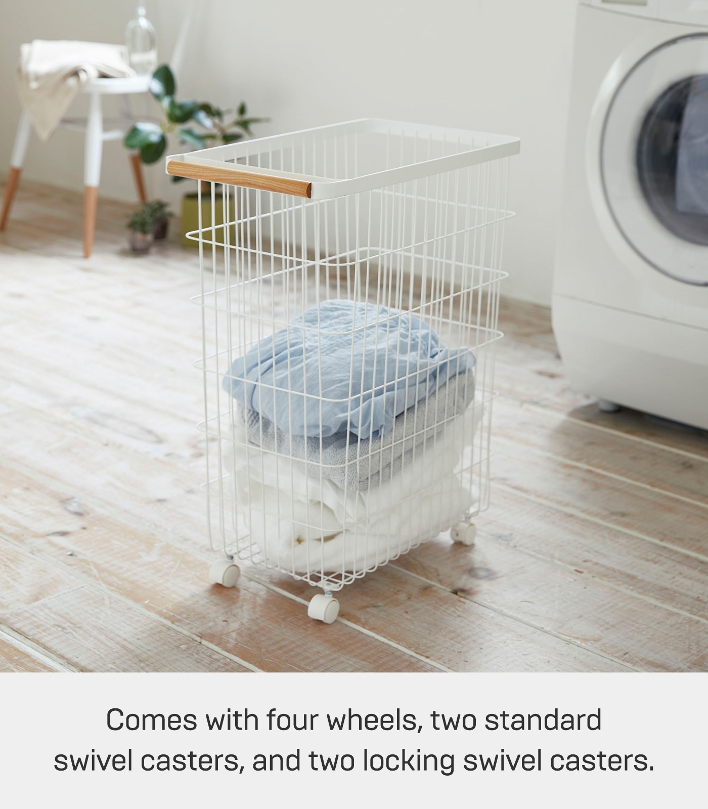 Yamazaki Home Rolling Wire Basket (24″ H) – Steel + Wood – 30% OFF MSRP
