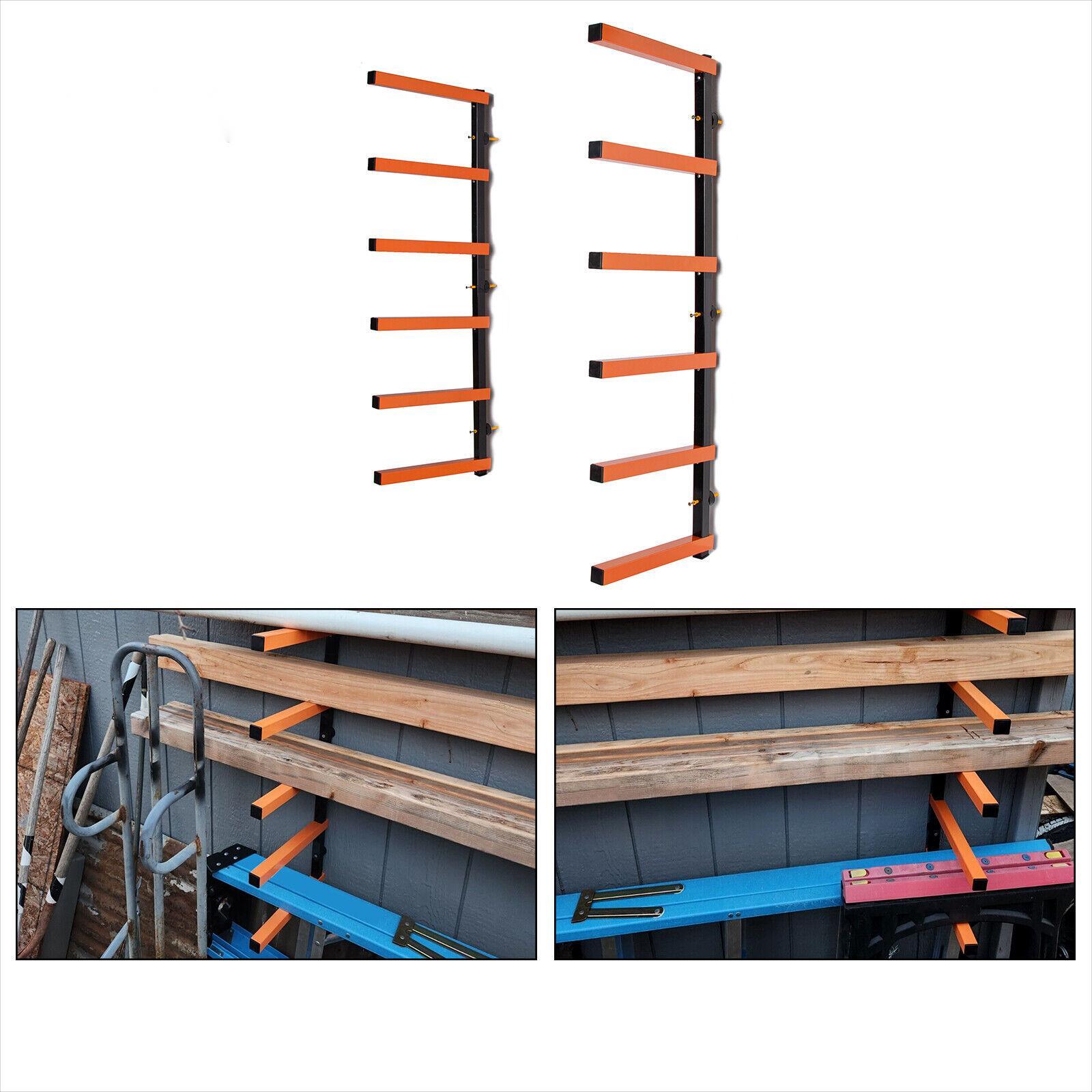 6 Shelf Lumber Storage Rack Wall-Mounted Steel Wood Pipes Rack 660LB New