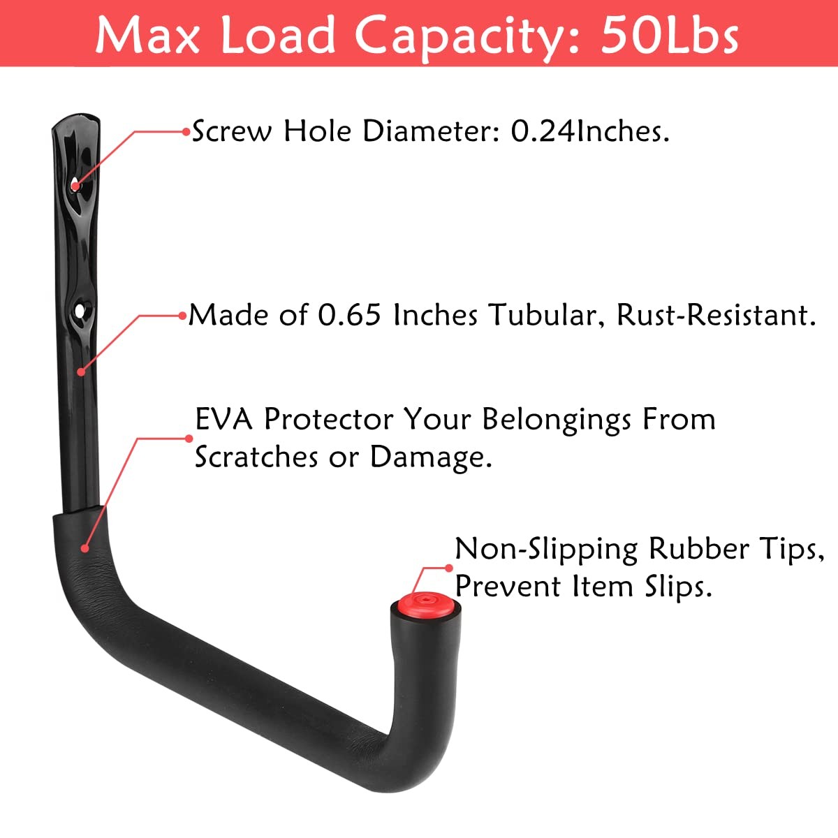6 Pack Heavy Duty Garage Storage Hooks 9.8IN Wall Mount Utility Hangers