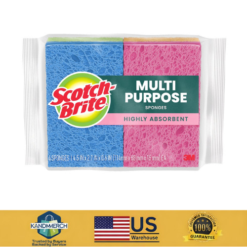 ocelo Multi Purpose Cellulose Sponge 4 Pack No Scratch Cleaning Kitchen Sponges