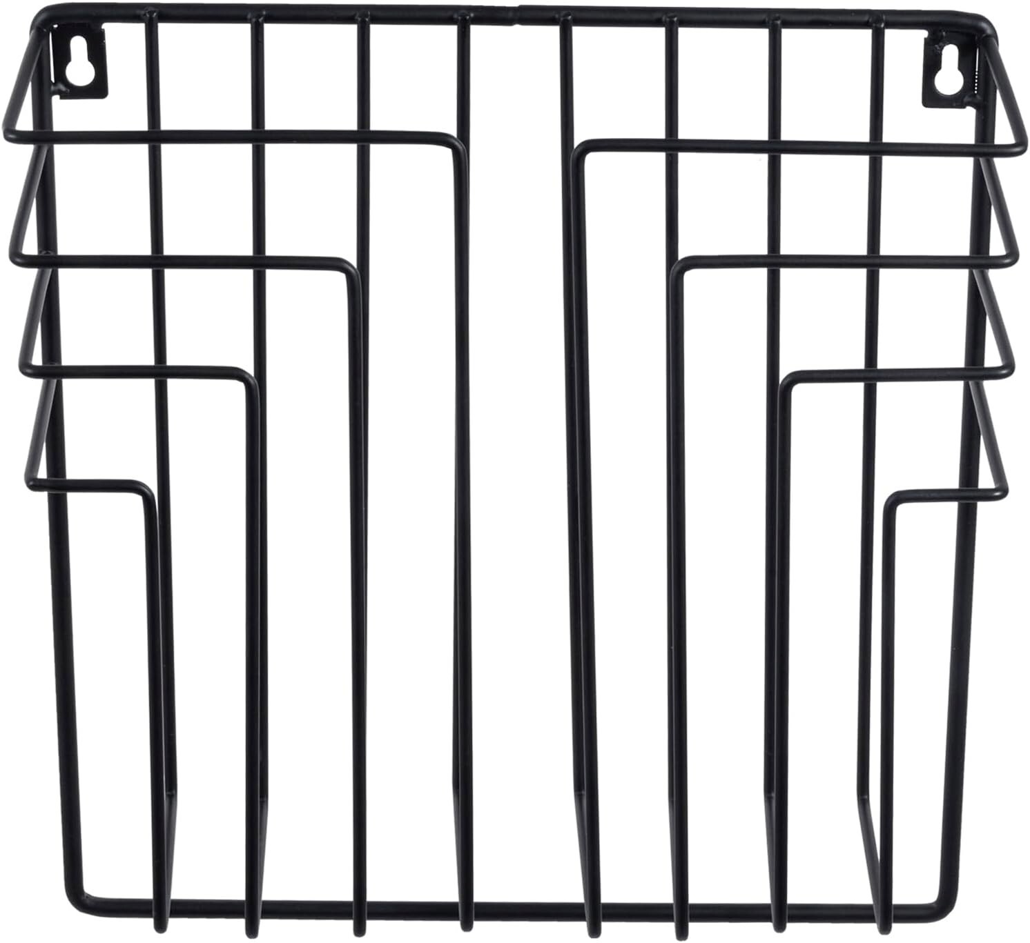 Wall Mounted Black Metal Wire Floating Magazine Rack, Office Magazine Holder