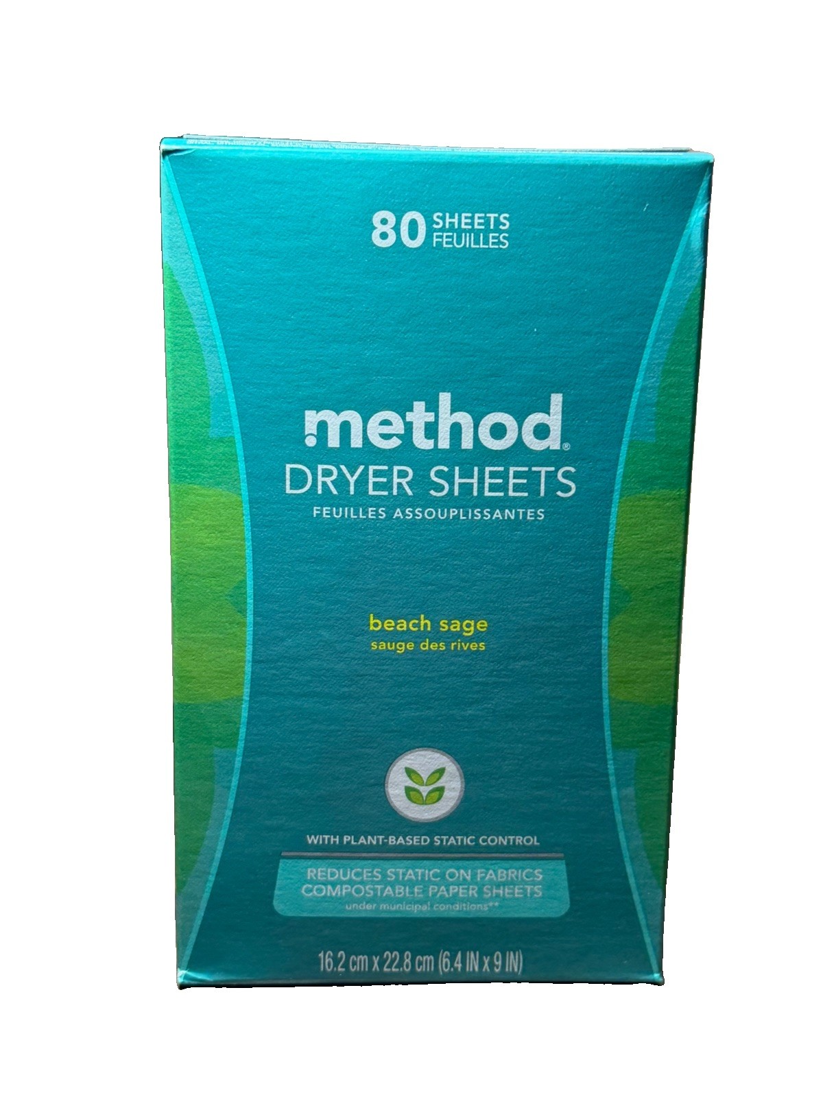 Method Dryer Sheets Beach Sage 80 Sheets Plant-Based Laundry NEW Sealed