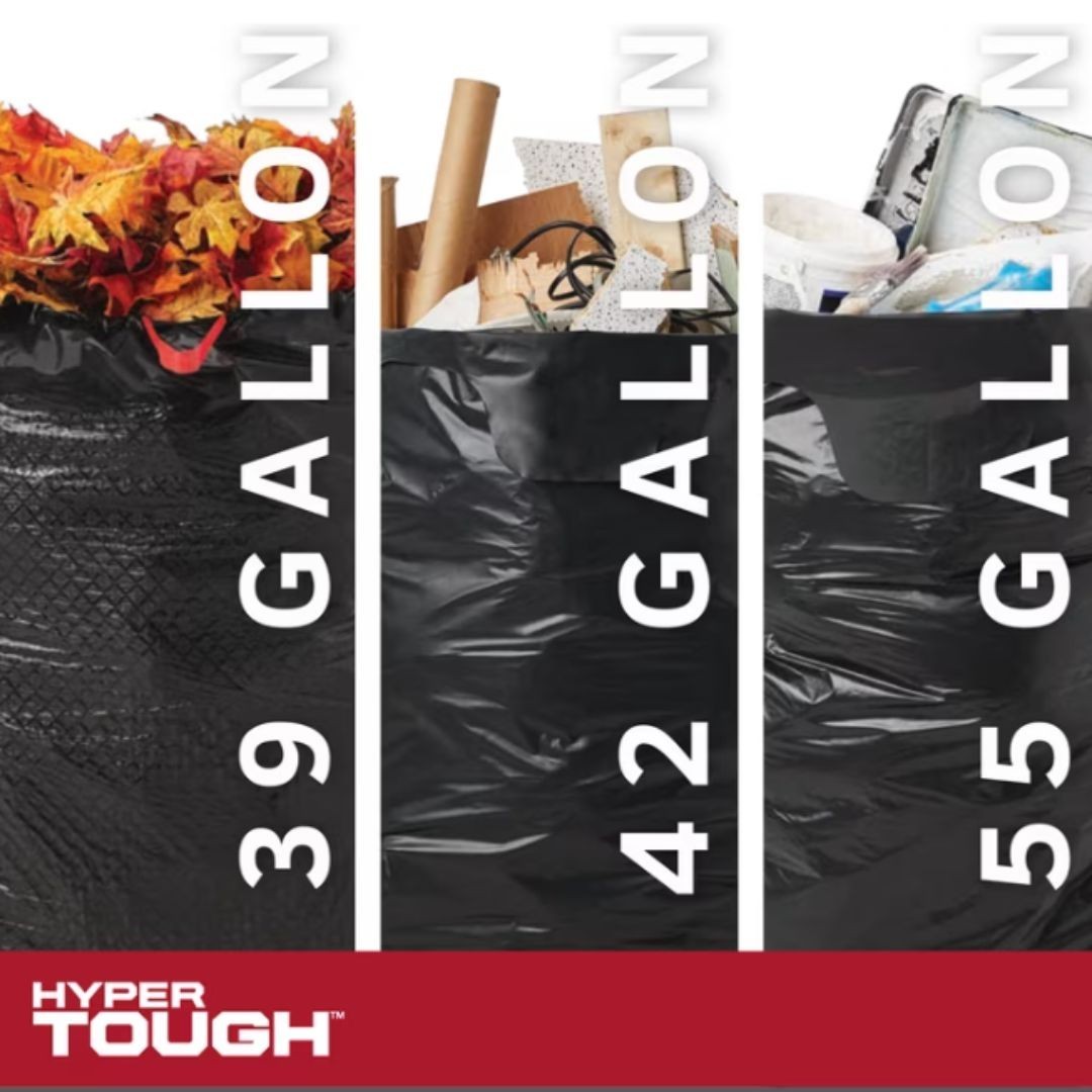 Hyper Tough 55-Gallon Flap Tie Contractor Bags, 2 MIL, 20 Bags
